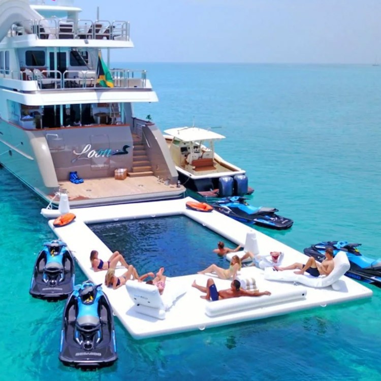 Inflatable Floating Swimming Pool For Yacht Boats With Anti Jellyfish Net